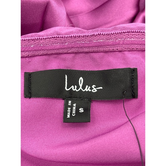 Lulus Renlee Fuchsia Pink Purple Satin Halter Pleated Mini Dress Size S - Picture 9 of 13